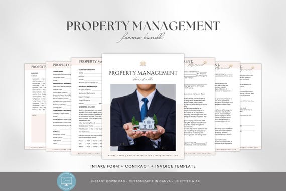 Editable Property Management Contract Template, Real Estate Property Management Service Agreement incl. Intake Form and Invoice Template