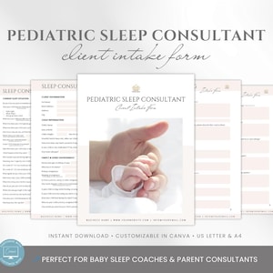 Editable Pediatric Sleep Consultant Client Intake Form Template, Baby Sleep Coaching Client Questionnaire,  Sleep Coach Onboarding, Canva