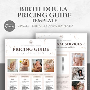 Birth Doula Price List Template, Editable Rate Sheet, Doula Business Marketing Flyer, Services Menu, Doula Handout, Doula Pricing Guide