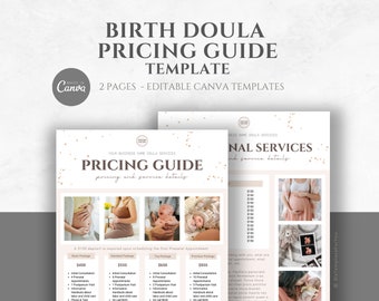 Birth Doula Price List Template, Editable Rate Sheet, Doula Business Marketing Flyer, Services Menu, Doula Handout, Doula Pricing Guide