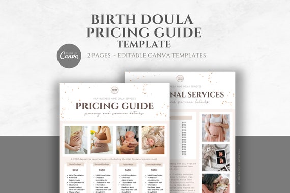 Birth Doula Price List Template, Editable Rate Sheet, Doula Business Marketing Flyer, Services Menu, Doula Handout, Doula Pricing Guide