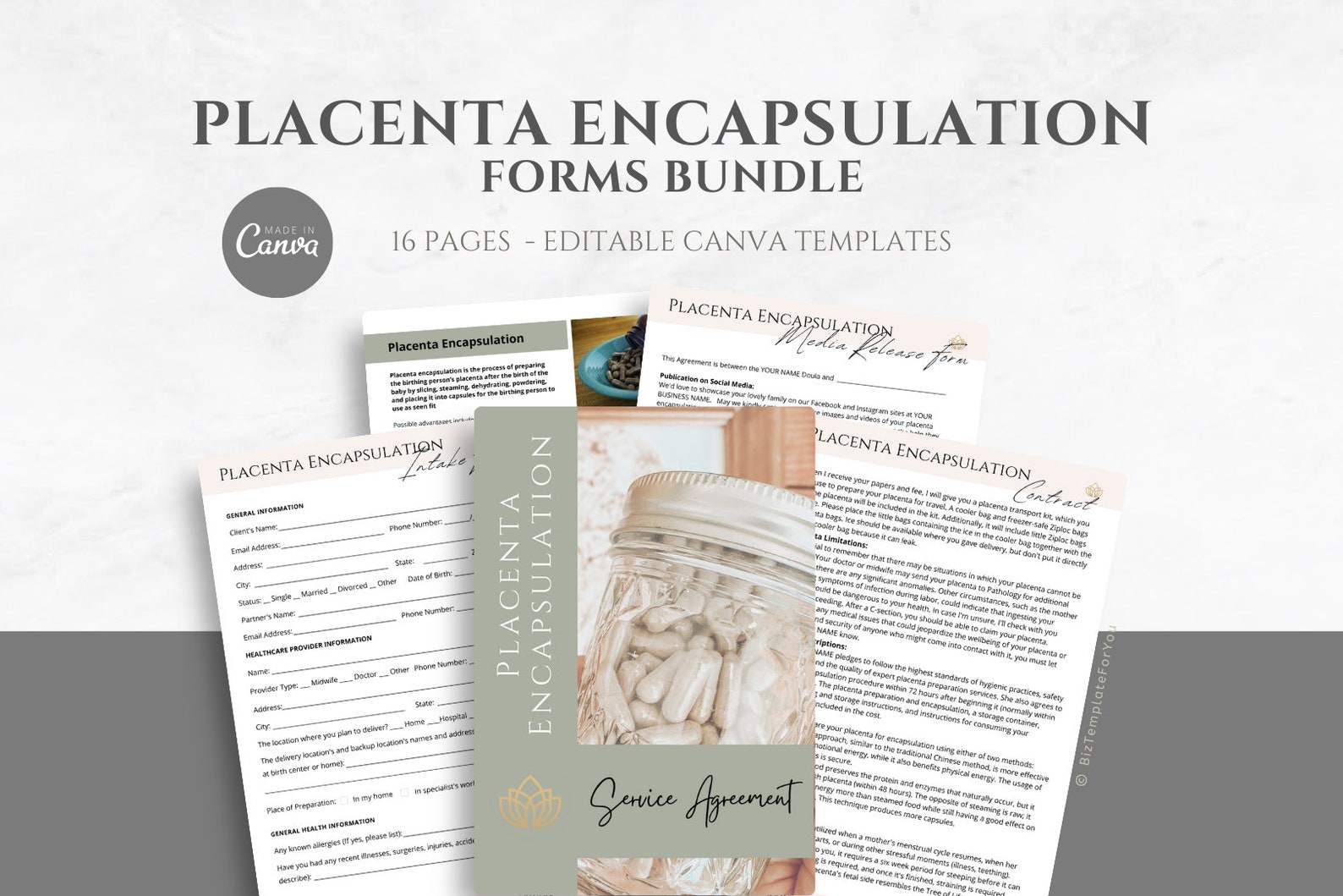 Editable Placenta Encapsulation Contracts & Intake Forms, Paperwork ...