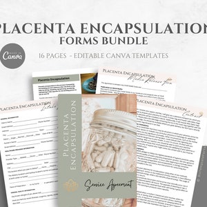 Editable Placenta Encapsulation Contracts & Intake Forms, Paperwork Bundle, Fully Editable Template for Doulas, Incl. Placenta Info Handout