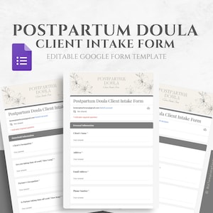 Editable Postpartum Doula New Client Intake Form Template, Doula Business Forms, Doula Paperwork, Postpartum Business Forms, Google Forms