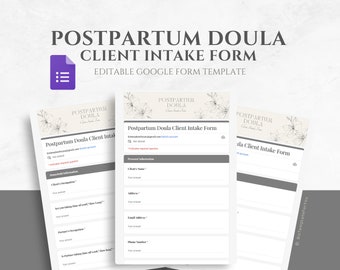 Bearbeitbare Postpartum Doula New Klient Intake Form Vorlage, Doula Business Forms, Doula Paperwork, Postpartum Business Forms, Google Forms