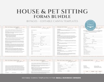 Editable House and Pet Sitting Contract Bundle, House & Pet Sitter Templates, Home and Pet Sitting Service Agreement, Sitter Business Forms