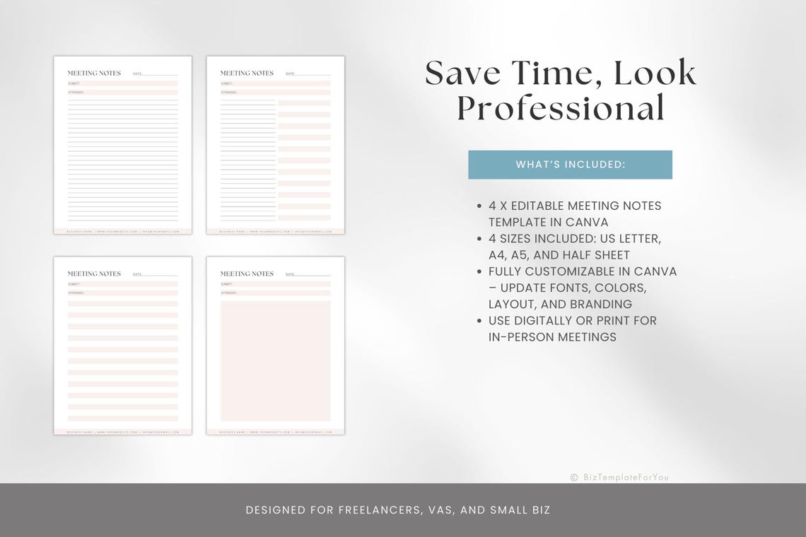 Work Notes Sign Meeting Notes Template, Editable Canva Business Notes Sheet, Work Notes ...