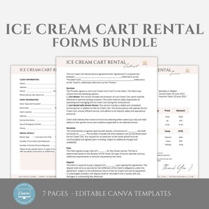 Editable Ice Cream Cart Service Contract Template, Ice Cream Cart Rental Service Agreement, Event Services Business Template Form, Canva