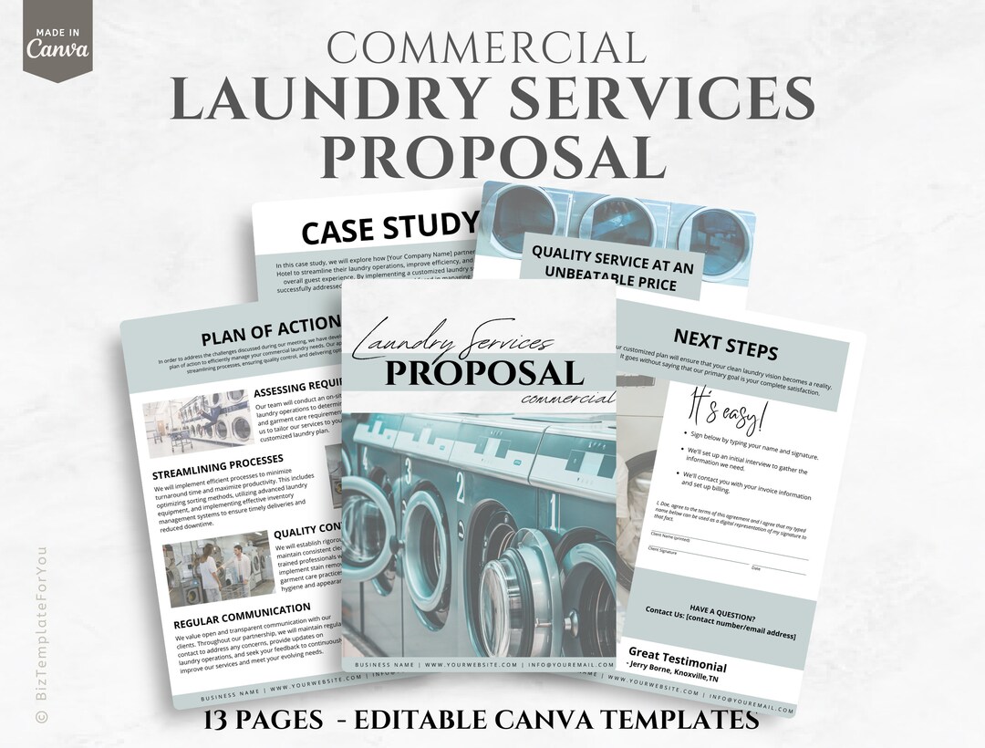 Editable Commercial Laundry Service Proposal Template for Etsy