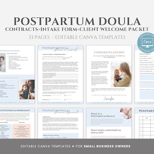 Editable Postpartum Doula Forms Templates Bundle, Postpartum Support Business Forms,  All Doula Paperwork in ONE spot, editable in Canva!