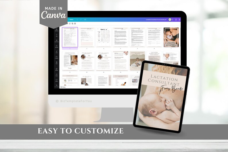 Editable Lactation Consultant Forms Templates, Contract, Intake Form and Client Welcome Packet Bundle, Brestfeeding Canva Templates Bild 6
