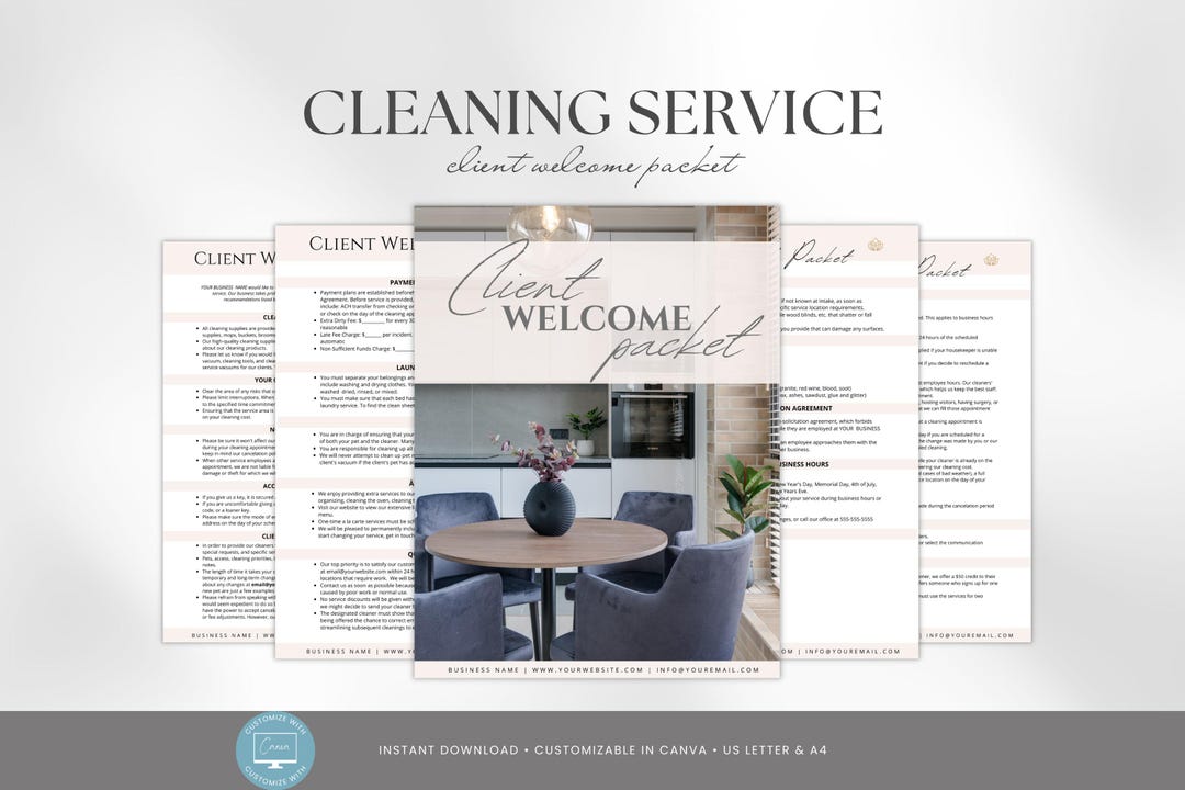 Cleaning Services Client Welcome Packet, Editable Client Onboarding ...