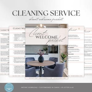 Cleaning Services Client Welcome Packet, Editable Client Onboarding Template, Client Welcome Kit made with Canva, Cleaning Client Packet