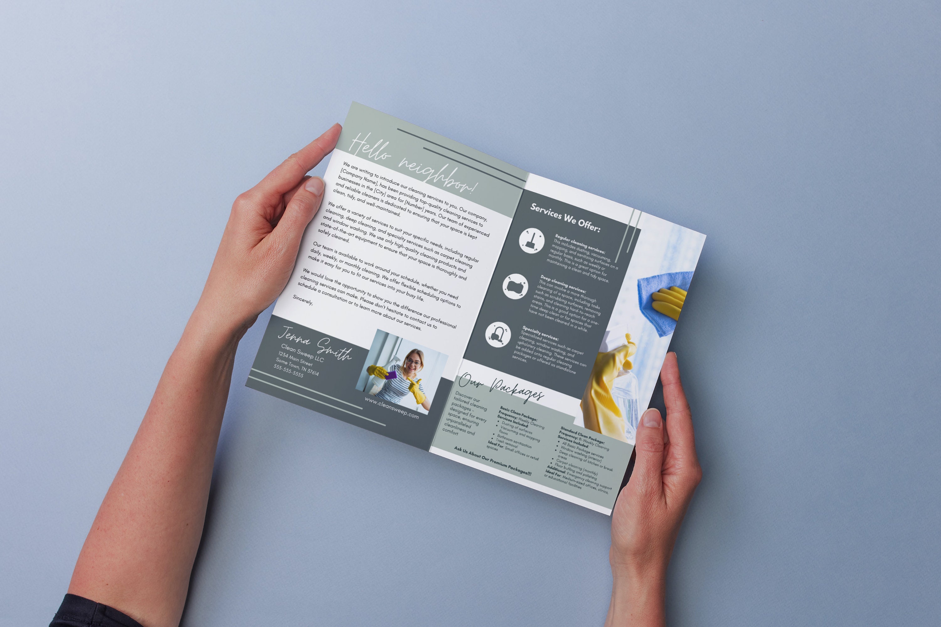 Commercial Cleaning Service Brochure Template, Cleaning Business