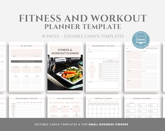 Editable Fitness and Workout Planner Template, Personal Training Business Forms, Fitness Printable Planner, Fitness Canva Template