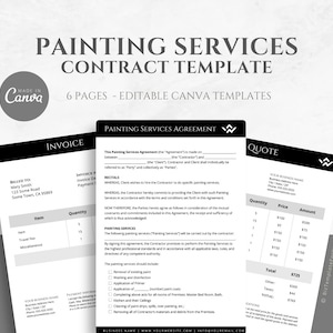 Editable Painting Contract Template, Professional Painting Services Agreement, Painting Contractor Agreement, Home Painting Services
