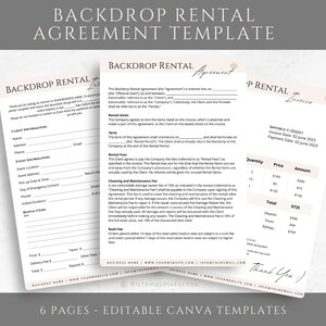Editable Backdrop Rental Agreement, Party Equipment Rental Contract ...