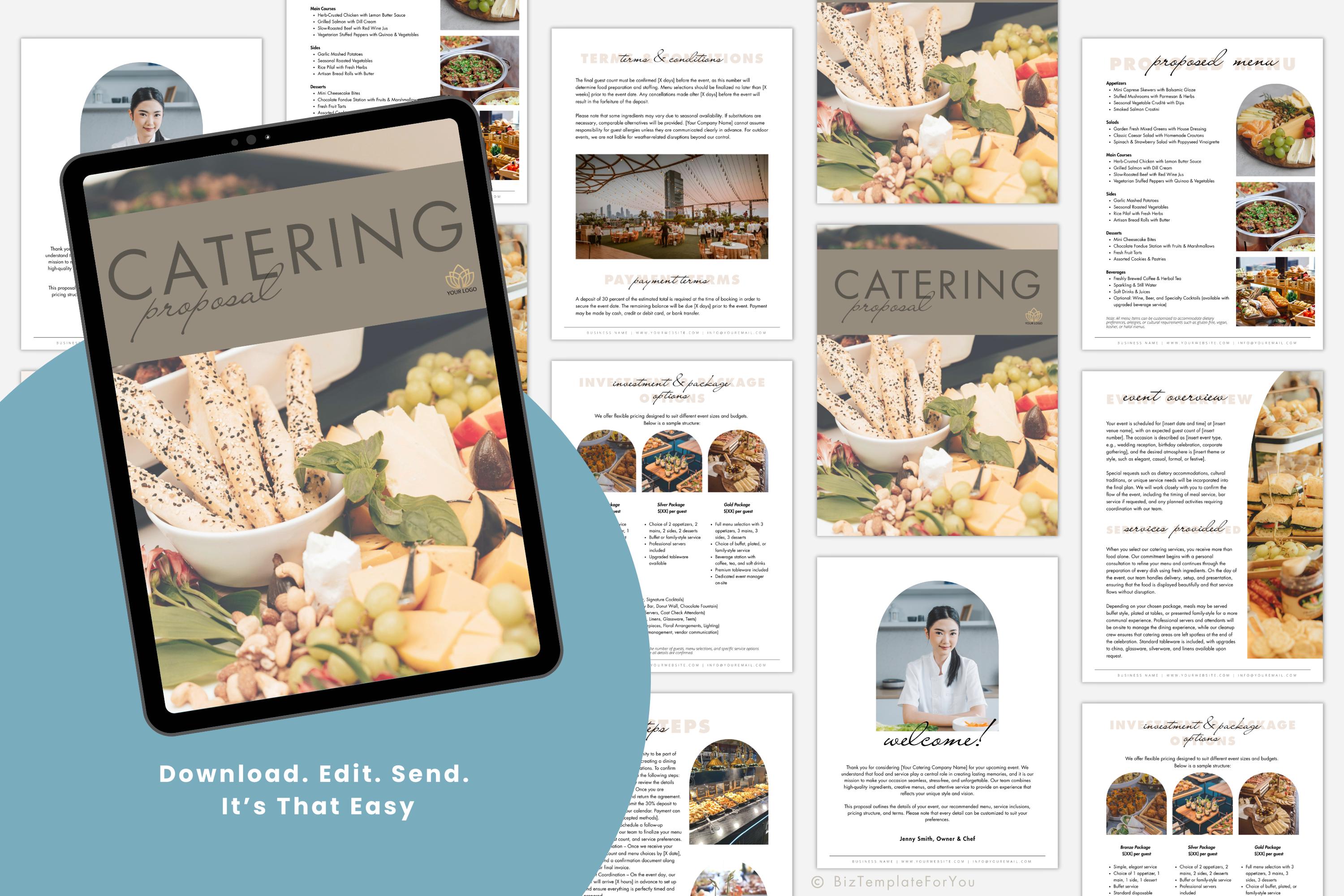 timeline for catering proposal template one pager... Catering Proposal Template, Editable Catering Business Proposal Form ...