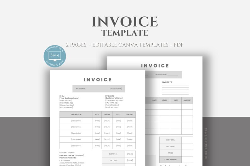 Editable Invoice Template, Printable Invoice Template, Small Business ...