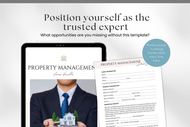 Editable Property Management Contract Template, Real Estate Property Management Service Agreement incl. Intake Form and Invoice Template image 6