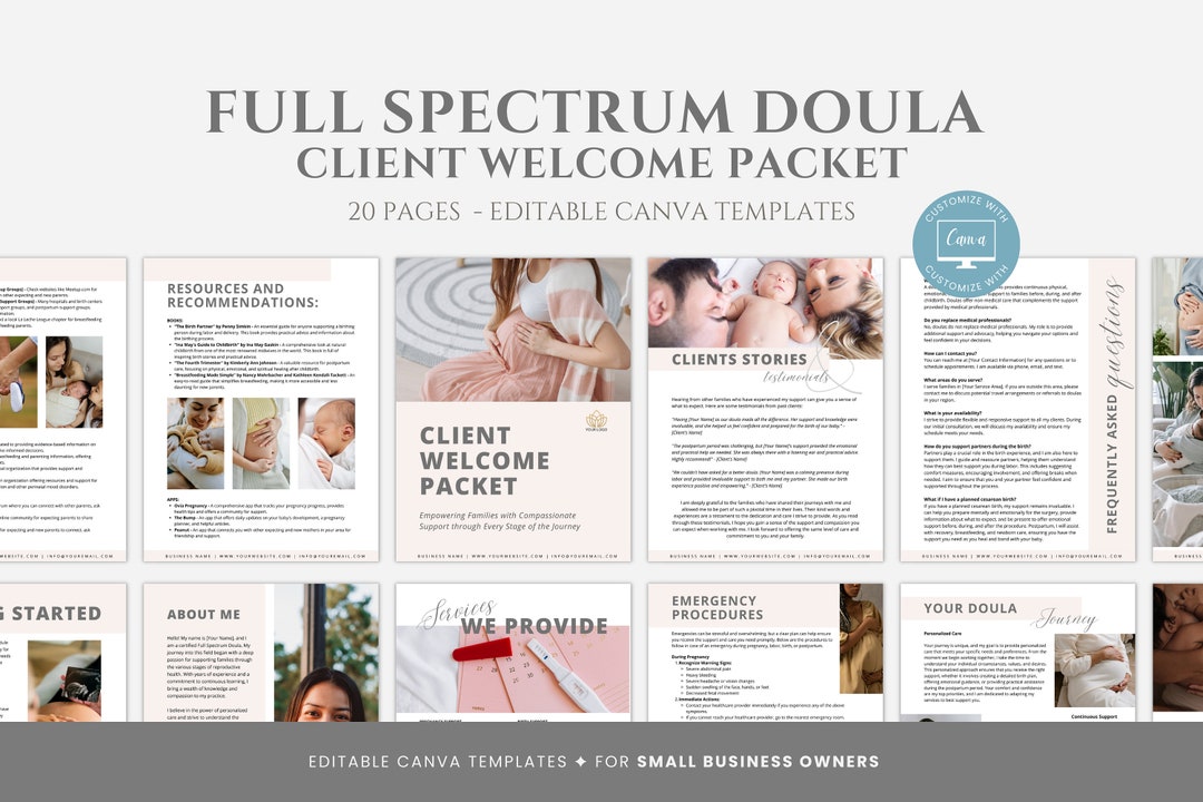 Editable Full Spectrum Doula Client Welcome Packet Template, Doula ...