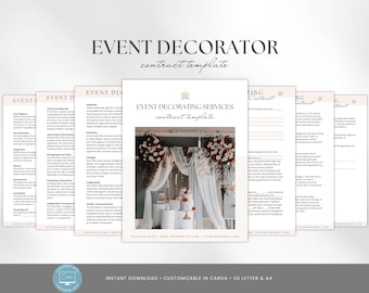 Event Decorating Service Contract Template, Event Planning Service Forms, Party Decorator Agreement, Event Decor Contract, Canva Forms