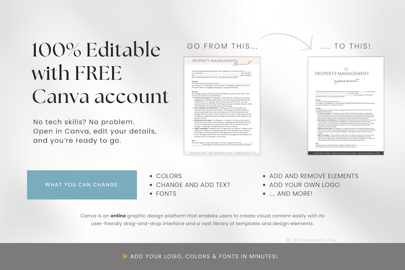 Editable Property Management Contract Template, Real Estate Property Management Service Agreement incl. Intake Form and Invoice Template image 7