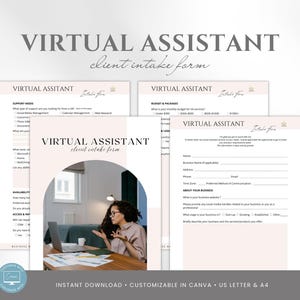 Editable Virtual Assistant Client Intake Form Template, VA Business Onboarding Questionnaire, Canva Template,Freelancers & Service Providers