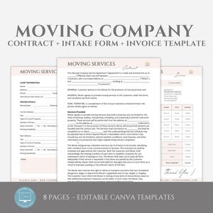 Editable Moving Company Contract Template, Moving Services Agreement, Professional Moving Company Forms, Mover Contract, Canva editable