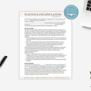 Editable Placenta Encapsulation Contract Template, Placenta ...