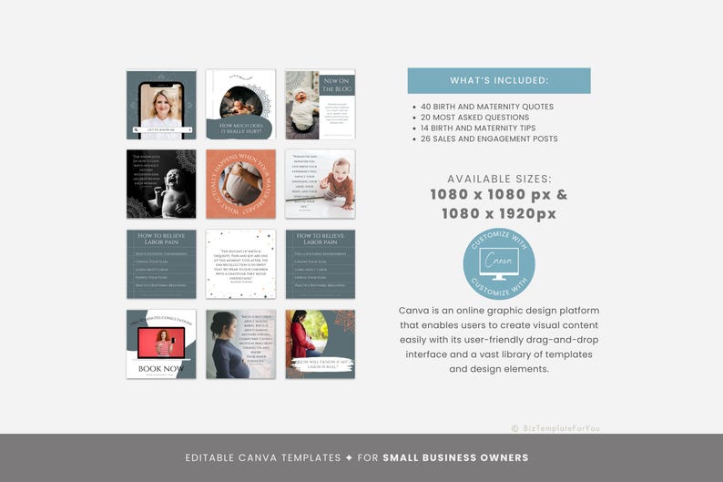 200 Birth Doula Social Media Templates, Doula Instagram Marketing ...