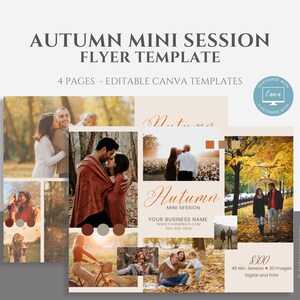Editable Photography Marketing Autumn Mini Session Canva Template, Photography Mini Session Flyer, Marketing Postcard for Photographers