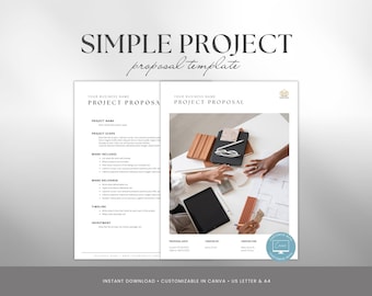Simple Project Proposal Template, Editable Client Proposal, Business Services Quote Template,  Service Business Forms, Canva Template