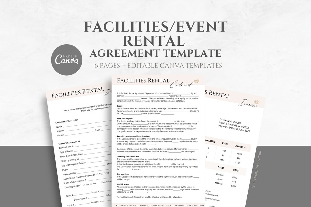 Editable Event Venue Rental Agreement Template, Event Facilities Rental ...