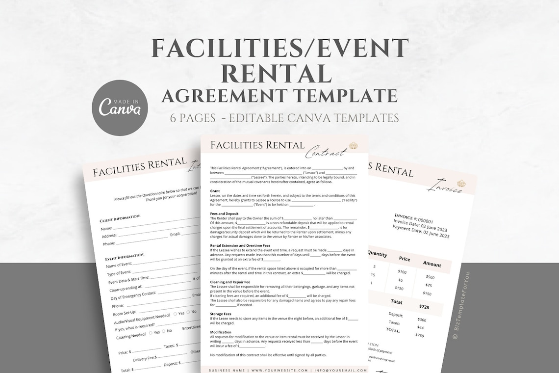 Editable Event Venue Rental Agreement Template, Event Facilities Rental Editable Event Venue Rental Agreement Template, Event Facilities Rental