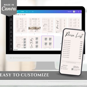 Editable Scan to Pay Template, Small Business Price List Canva Template ...