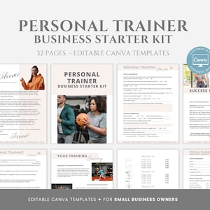 Editable Personal Trainer Business Starter Kit, Personal Training Business Forms, Fitness Client Onboarding,  Fitness Coach Canva Template