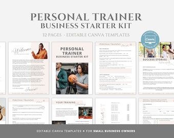 Editable Personal Trainer Business Starter Kit, Personal Training Business Forms, Fitness Client Onboarding,  Fitness Coach Canva Template