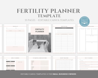 Editable Fertility Planner Template, TTC Journal, Fertility Planner, Pregnancy Planning Organizer, Fertility Doula Planner, Canva Template