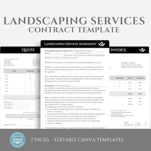 Editable Landscaping Contract Template, Professional Landscaping Business Services Agreement, Lawncare Contract, Garden Care Agreement