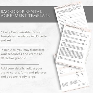 Editable Backdrop Rental Agreement, Party Equipment Rental Contract ...