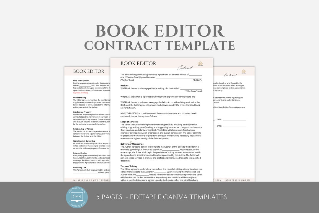 Editable Book Editor Contract Template Freelance Book Editor Service Editable Book Editor Contract Template Freelance Book Editor Service