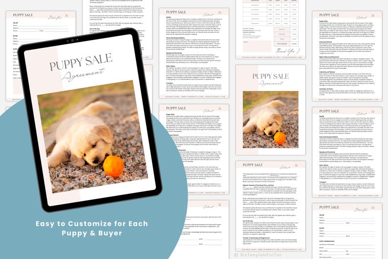 Puppy Sale Contract Template, Editable Puppy Adoption Agreement, Dog Breeder Contract Forms, Puppy Contract of Sale, Canva editable image 3