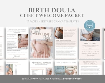 Editable Birth Doula Welcome Packet, New Client Welcome Packet Template, Doula Services & Pricing Guide, Doula Marketing Tool, Canva Templat