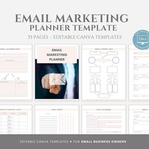 Editable Email Marketing Planner Template, Marketing Planner for Small Business Owners,  Digital Marketing Planner Canva Templates