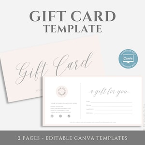 Editable Gift Card Template, Minimalistic Gift Cetificate Template, DIY Gift Voucher Certificate, Customizable Spa Gift Card Canva Template