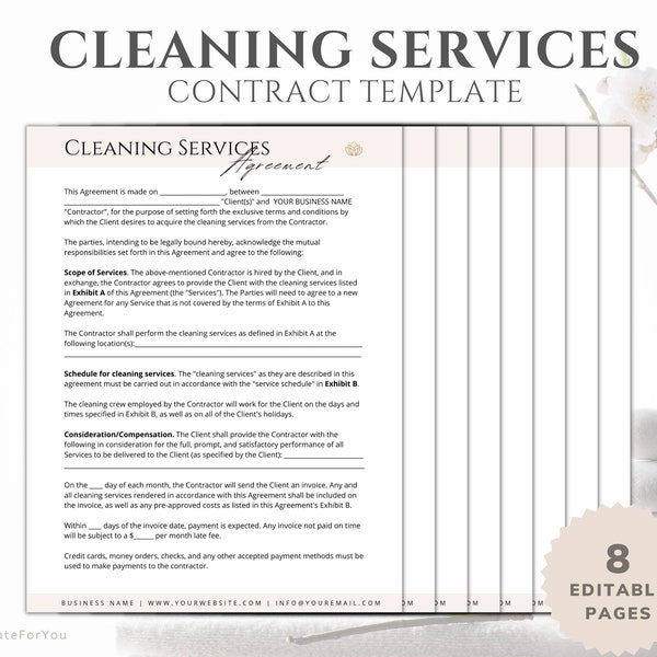 Cleaning Lady Contract Etsy