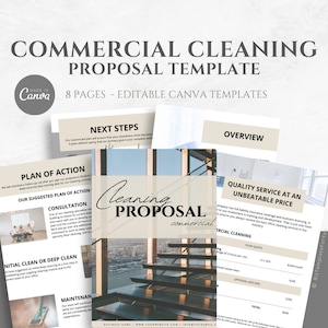 Commercial Cleaning Proposal Template for Cleaning Service Business. Fully editable in Canva. Office Cleaning Proposal, Business Proposal