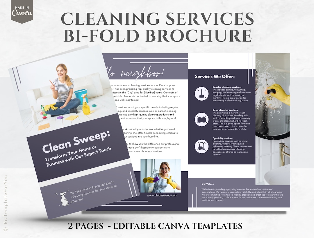 Cleaning Services Bifold Brochure Template, Cleaning Business