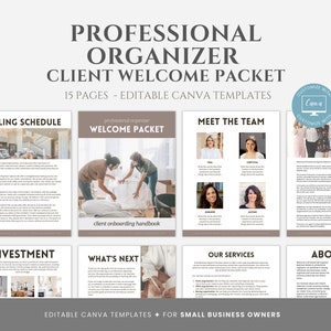 Editable Professional Organizer Client Welcome Packet Template, Home Organizer Client Onboarding Kit, Editable Canva Template, Business Form